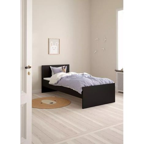 giroletto singolo "naia" rivestito in nobilitato nero opaco 90x190 cm (1/4)