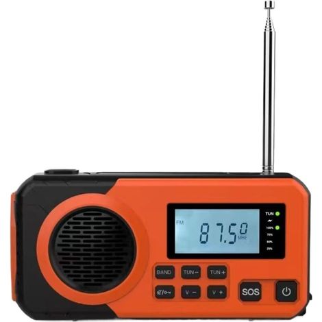 Filiyano – lampe de lecture – Radio d'urgence solaire à manivelle, radio DAB+/FM, Bluetooth, alarme SOS, batterie externe 4000 MAH, lampe de lecture (1/5)