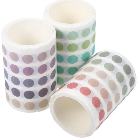3 Rouleaux D'autocollants Design Élégant et Chic Washi à Pois Ronds en Papier, Autocollants de Masquage Amovibles pour Projets Créatifs et Décoration de Journaux (1/5)