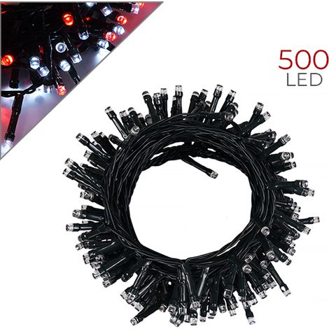 CATENA LUMINOSA LED 500 LUCI BIANCHE E ROSSE - VERSATILE SICURA E DUREVOLE PER INTERNI ED ESTERNI (1/5)
