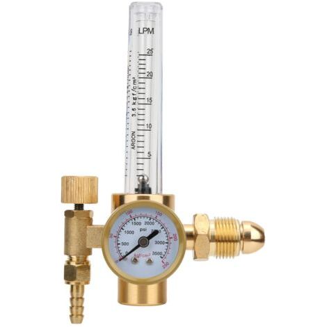 Régulateur de Gaz Argon, Adaptateur de Régulateur de Soudage Tout en Laiton avec Débitmètre Régulateur de Soudage G5/8 Filetage Mâle Argon Co2 Mig Tig Débitmètre Régulateur (1/5)