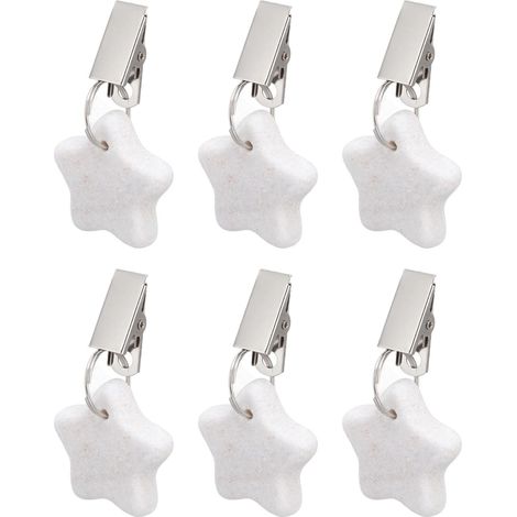 6 pièces Poids de Nappe en marbre en Acier Inoxydable de Petite Taille étanche antirouille Durable à Clipser pour Pique-Nique de fête (Forme d'étoile) (1/5)