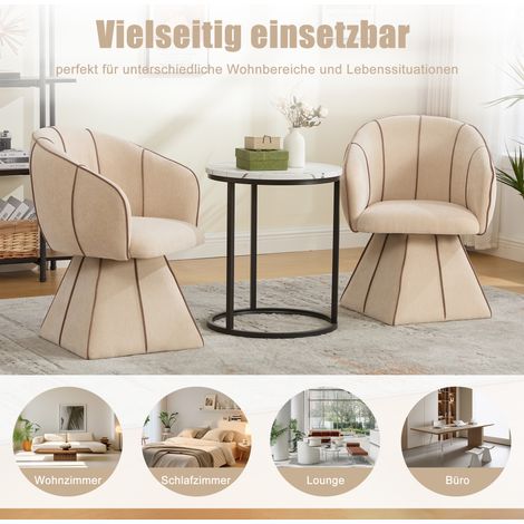 Fauteuil pivotant en tissu chenille pour adulte et adolescent, dossier haut ergonomique, chaise de bureau confortable pour chambre et salon, teinte brun chameau, vente à l'unité. (1/5)
