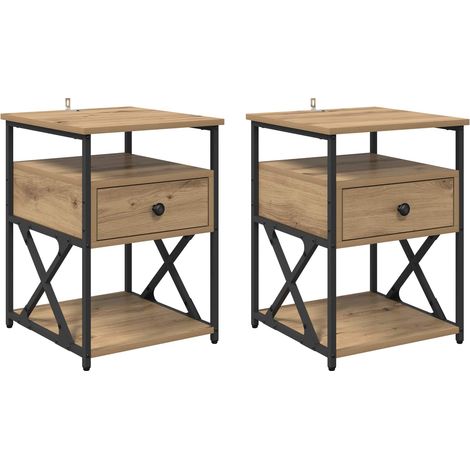 Maison Exclusive - Armadio da Notte 2 pcs Rovere artigianale 40 x 42 x 55 cm