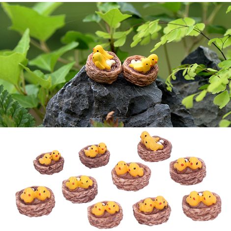 【Décoration de jardin】 Collection de 10 pièces 【Cabanes pour oiseaux】 en résine 【Pour création de paysages et plantes succulentes】 DIY et décoratif (1/5)