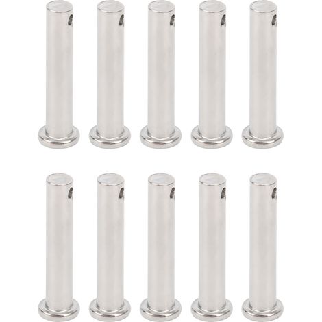 Lot de 10 goupilles à chape rondes à tête plate en acier inoxydable 304 pour pièces mobiles linéaires, M8x40 mm