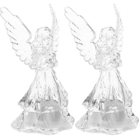 Lot de 2 lampes ange LED à couleurs changeantes, décoration de jardin, figurine d'ange 3D scintillante, cadeau d'anniversaire. (1/5)