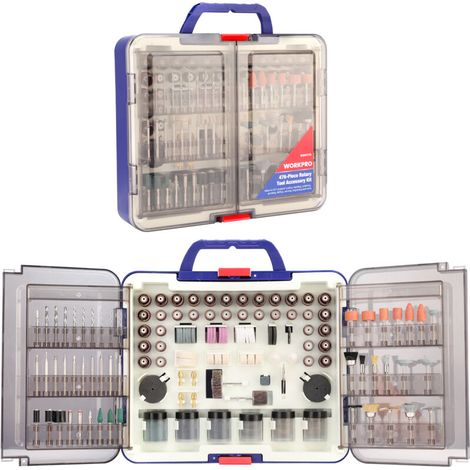 – Coffret de 476 accessoires d'outils rotatifs – Pour bois, métal, céramique – Compatible avec outils rotatifs standards – Boîte de rangement incluse (1/5)