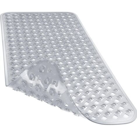 Alfombrilla de baño antideslizante original, alfombrilla para bañera, alfombrilla de ducha con orificios de drenaje, ventosas, lavable a máquina, libre de BPA, látex y ftalatos, 87,3 x 39,4 cm, gris.