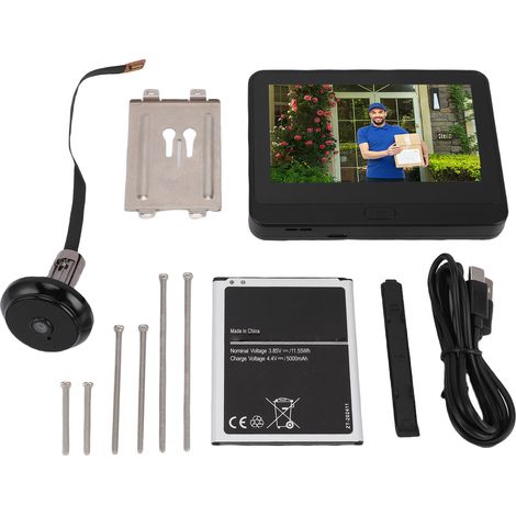 Caméra judas 1080P, écran LCD couleur 4,3 pouces, interphone bidirectionnel, détection humaine PIR, visionneuse de porte numérique pour la maison (1/5)