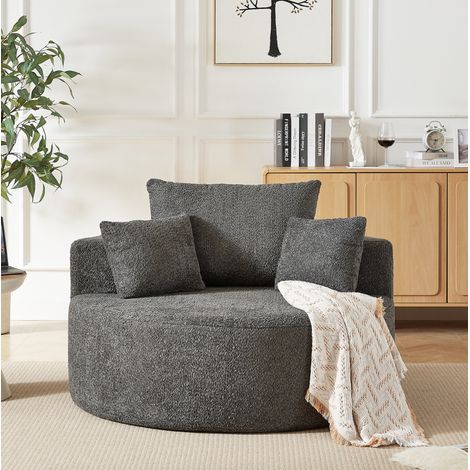 Sillón modular sin montaje, cojín de respaldo con apoyo para la cabeza, chenilla y espuma con muelles, gris (1/5)