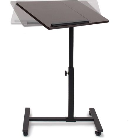 Table à roulettes pour ordinateur portable réglable 60 x 40,5 cm pratique design moderne en MDF noir (1/5)