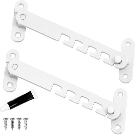Entrebâilleur fenêtre pvc sans perçage, securite fenetre, blanc, lot de 2 (1/5)