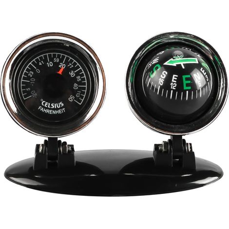 Termómetro 2 en 1 para coche, brújula para salpicadero de exterior con cinta adhesiva de doble cara, apto para coches, camiones, yates y barcos. (1/5)