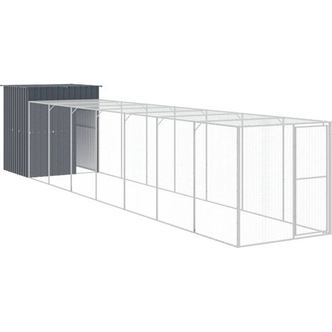 Maison Exclusive - Pollaio con Area Corsa Antracite 165x863x181 cm Acciaio Zincato (1/5)
