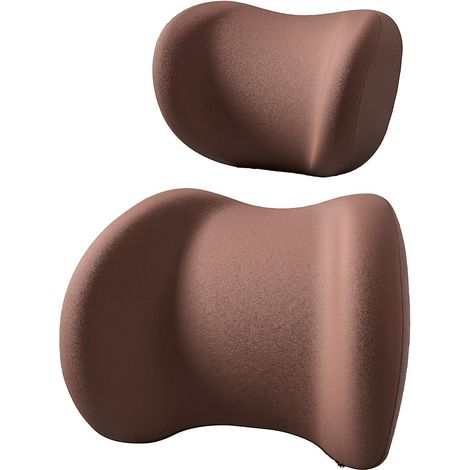 Coussin appuie-tête et coussin lombaire lavable et portable pour sièges auto, idéal pour les voyages en voiture. (1/5)