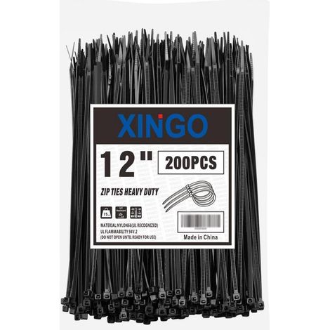 Kabelbinder 200 Stk schwarz 300mm 37kg 12“(200PCS) Schwarz (1/5)