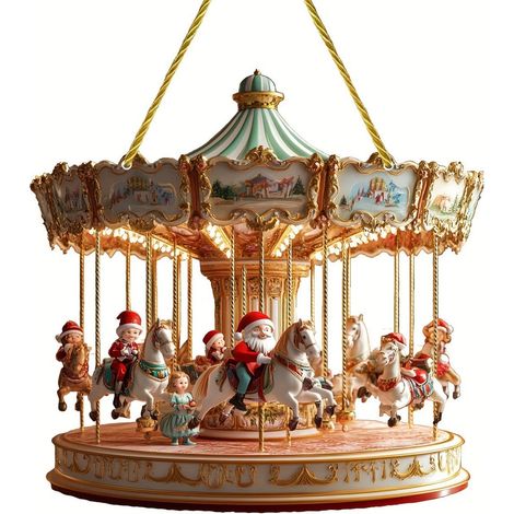 Pendentif Santa Claus - Carrousel Acrylique - Décoration Fenêtre et Porche de Noël - 1 Pièce (1/5)