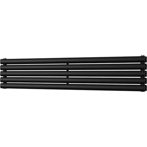 Omeara Axis - Black Horizontal Radiator H290mm x W1400mm Double Panel