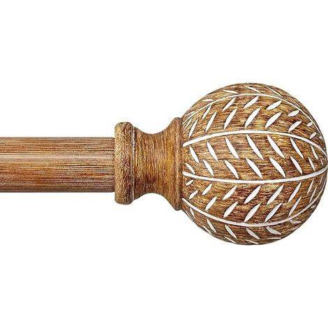 Extendable Curtain Pole Wood 80-148 cm Diameter 25 mm Metal (1/2)