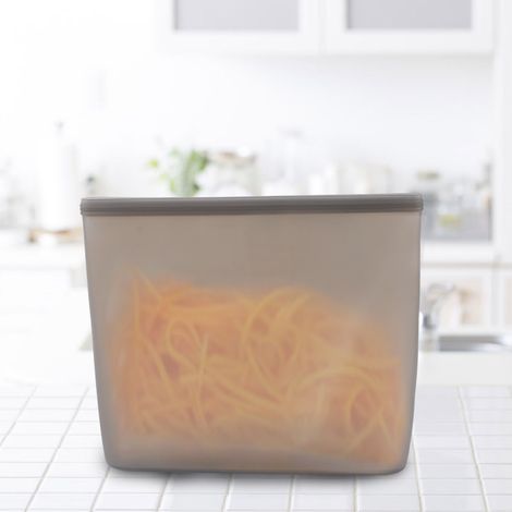 Sac d'emballage réutilisable en gel de silice pour la conservation des aliments, fermeture éclair, pour produits secs (gris) (1/5)