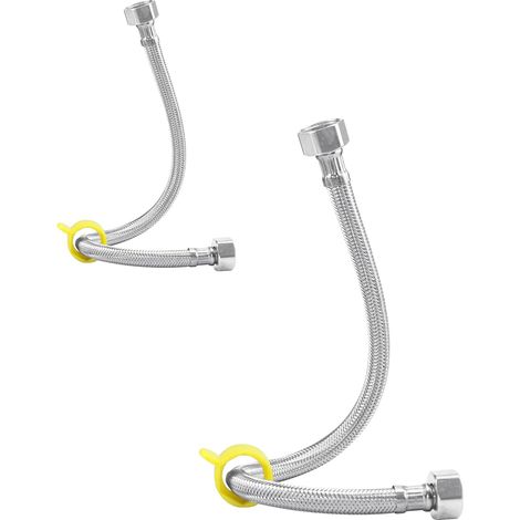 Lot de 2 raccords de tuyau flexibles tressés en acier inoxydable 1,27 x 1,27 cm, raccord BSP de 40 cm de long, tuyaux flexibles pour salle de bain/cuisine/chaudière WC (1/5)