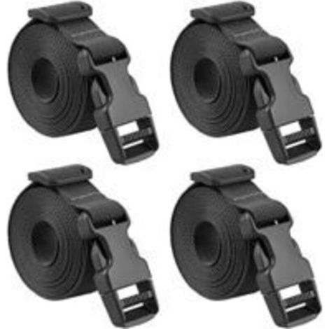 Sangle à Boucle 25 mm Sangle à Cliquet 4 Pièces Courroie Serrage Plastique Sangle d'Arrimage pour Emballage Valise Déménagement Bagage (Noir ) (1/4)
