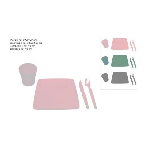 SET 24 PEZZI STOVIGLIE PLASTICA COLORATO PREZZO CAD UNO A SET INDICARE IL COLORE