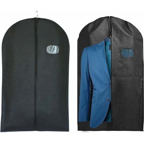 SABIR Housses de Vêtements,Sacs à vêtements avec fermeture à glissière,Rangement vêtements unisex ,Housse protection voyage,128x60cm ,,2 pcs(Noir) (1/5)
