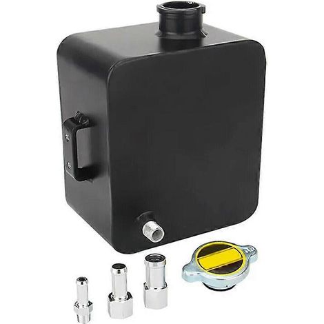 Pot à bulles perméable en aluminium noir de 2,5 L pour modification automobile, réservoir de liquide de refroidissement, vase d'expansion (1/5)