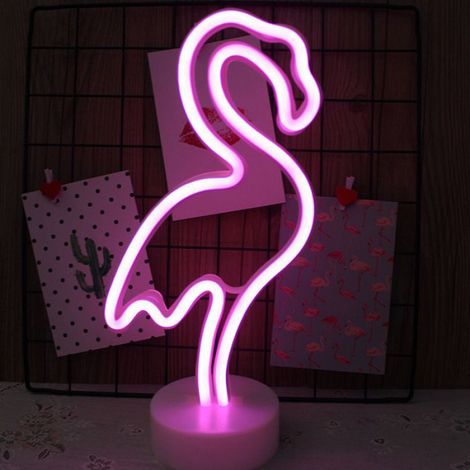 ins flamingo néon lumière led veilleuse bureau créatif batterie dessin animé veilleuse USB + batterie modèles à double usage (1/3)