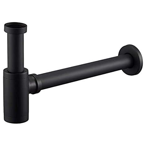 Siphon de Lavabo Noir Universel Tube Siphon de Lavabo Siphon en Acier Inoxydable 1 1/4 x 32mm Salle de Bain Siphon Évier Métal Siphon à Tube Siphon à Tube Syphon Lavabo Reglable Anti Odeur (1/5)