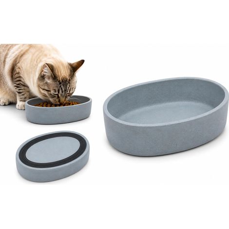 Gamelle Chat Ovale Bleu Clair Gamelle en Bambou Antidérapante 270 ML (1/2)