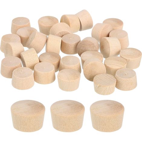 60Pcs Bouchons à Bouton en Bois, 12mm Tête Plate Bouchons de Trou de Vis en Bois Dur, Capuchons en Bois, Bouchons pour Meubles, Travail du Bois, Artisanat (13,5mm x 12mm) (1/5)