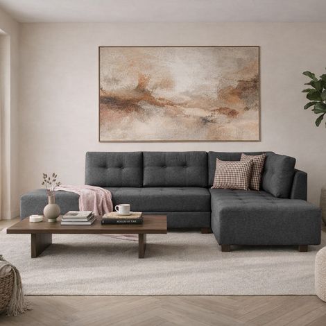 Schlafsofa anthrazitfarbener Stoff - XL 280x206 cm - mit Rollen - (1/5)