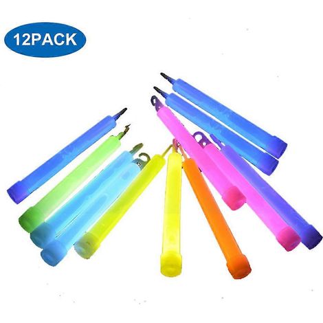 Lot de 12 bâtons lumineux avec crochet pour concerts, fêtes, animations, camping, éclairage d'urgence et accessoires de fête en extérieur