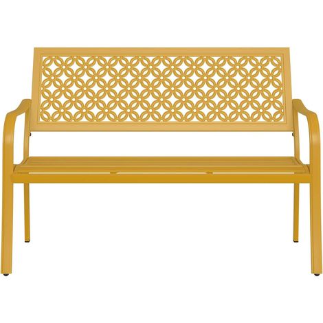Grand patio Banc Exterieur 2-3 Personnes, Chaise Longue de Jardin pour l'intérieur, l'extérieur, la Terrasse, Le Parc, Résistant à la Rouille, Motif Estampé (Bossa-Nova Rouge) (1/5)