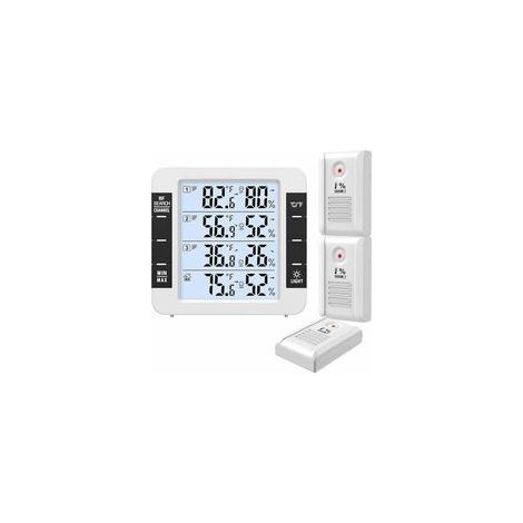 Thermomètre Intérieur/Extérieur Sans Fil avec 3 Capteurs – Écran LCD 4,6″, Plage -50 à 70 °C & Hygrométrie 10-99 %