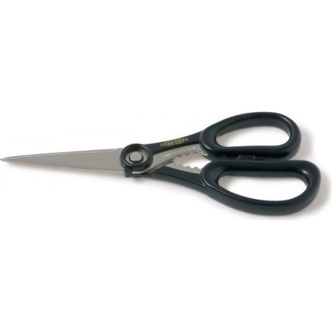 TIJERA MICRODENTADA INOX AZUL 8" 20CM FUNDA - BRINOX