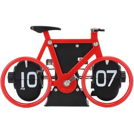 Horloge de bureau vintage à affichage mécanique de l'heure en forme de vélo, format 12 heures, idéale pour la décoration de la maison ou du bureau. (1/5)