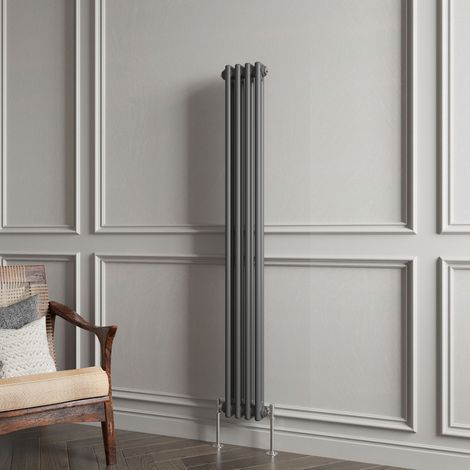 Biubiubath Traditional Cast Iron Style Radiator Vertical 2 Column Anthracite 1500x200mm