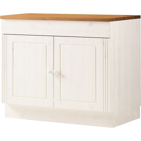 Anita-Armoire évier avec 2 portes en pin blanc miel (1/4)