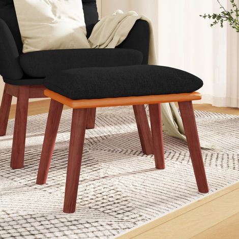 Repose-pied Tabouret Bas Pouf Bout de Canapé Noir 45x29,5x39 cm Tissu et similicuir 91587 (1/5)