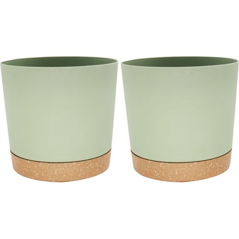 Pot de fleurs rond droit en résine - Vert haricot Anthony 16, 5 cm (1/5)