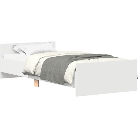Bed Frame without Mattress White 75x190 cm Small Single  Engineered Wood vidaXL