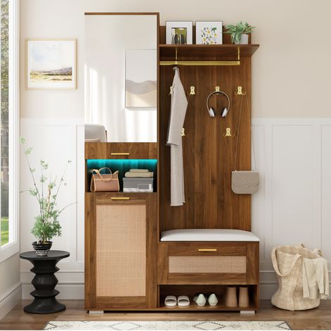 Mueble recibidor con espejo y LED 16 colores OKMYHOME (1/5)