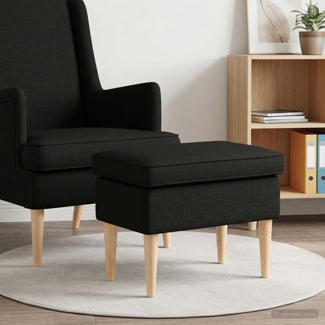 Pouf repose-pieds noir en tissu, assise rembourrée, siège d’appoint 55 x 35 x 41 cm - PANGIVO (1/5)