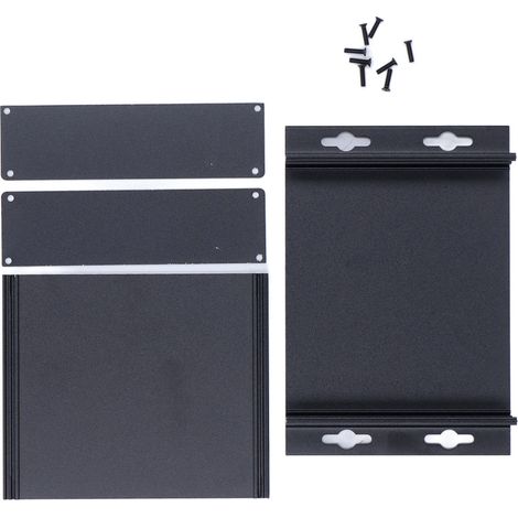 Boîtier électronique en alliage d'aluminium noir mat étanche pour bricolage électronique circuit imprimé 2 coques 2 panneaux 8 vis (1/5)