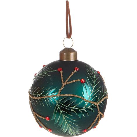 Sfera in vetro per albero di Natale con decorazione da 10 cm -Rosso (1/5)