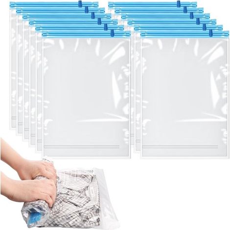 Sacs de rangement sous vide, sacs de compression en rouleau, réutilisables, format moyen, organisateur de bagages peu encombrant, lot de 12, 35 x 50 cm (1/5)